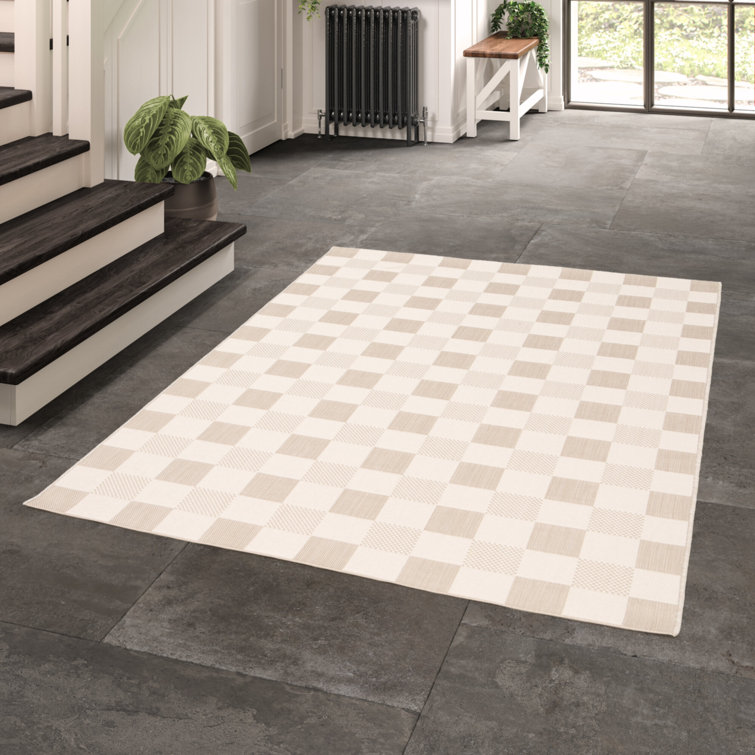 Latitude Run Bria Geometric Beige Indoor / Outdoor Area Rug Wayfair.co.uk